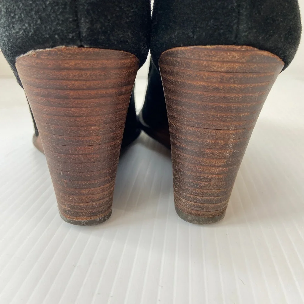 Lucky Brand Ysabel Wedge Bootie Black Suede Womens‎ 8.5